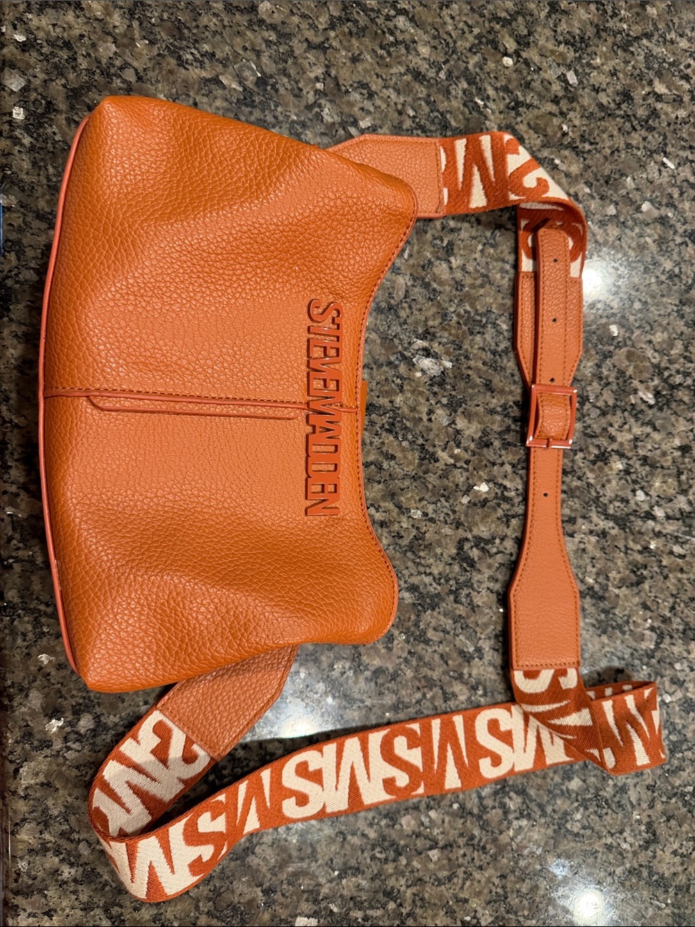 Steve Madden Orange Pebbled Logo Belt Bag with Branded Strap